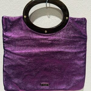 kate spade Metallic Purple Tote with Oval Dark Handle